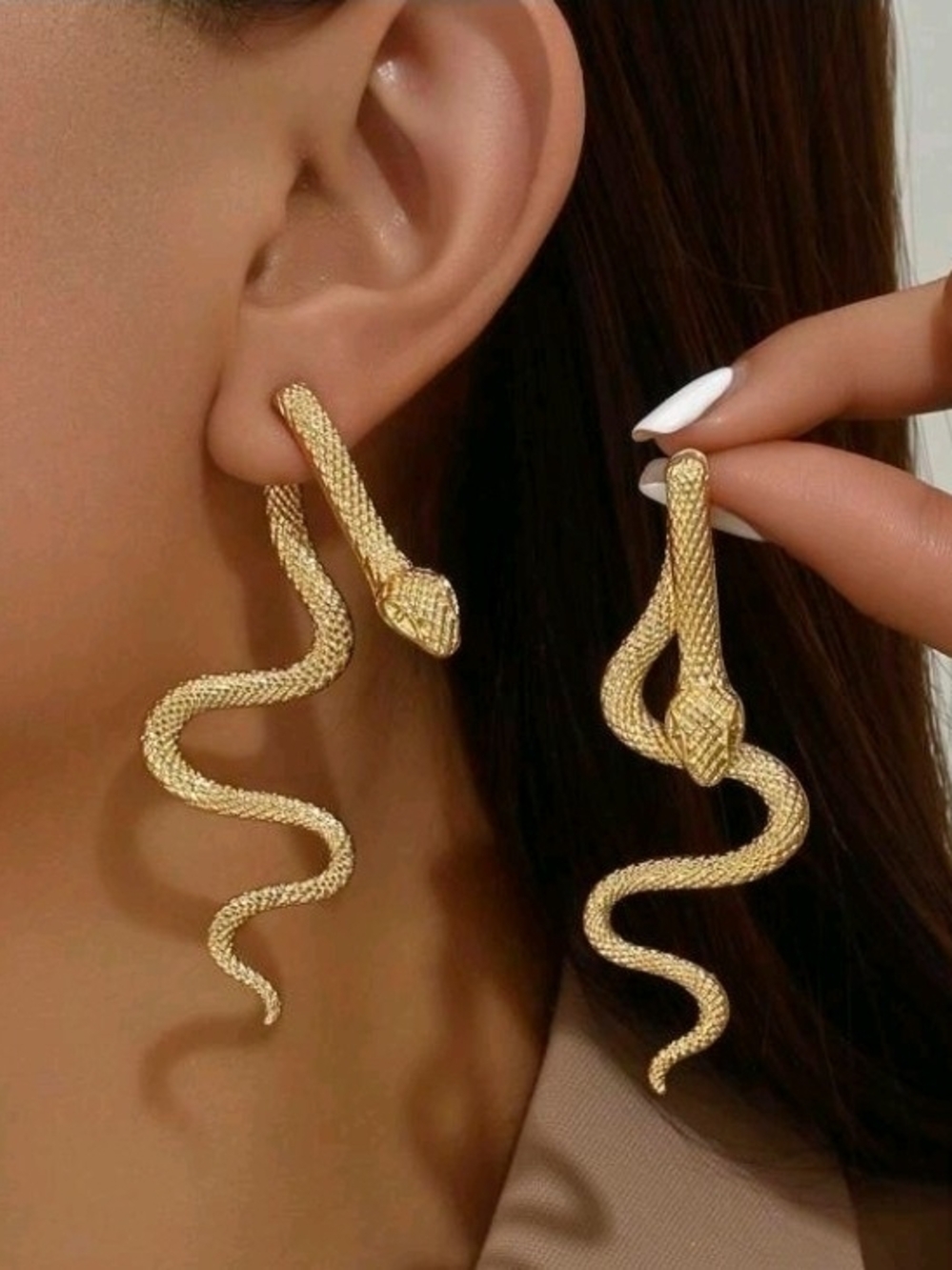 Gold Snake Drop Earrings - Women Jewelry